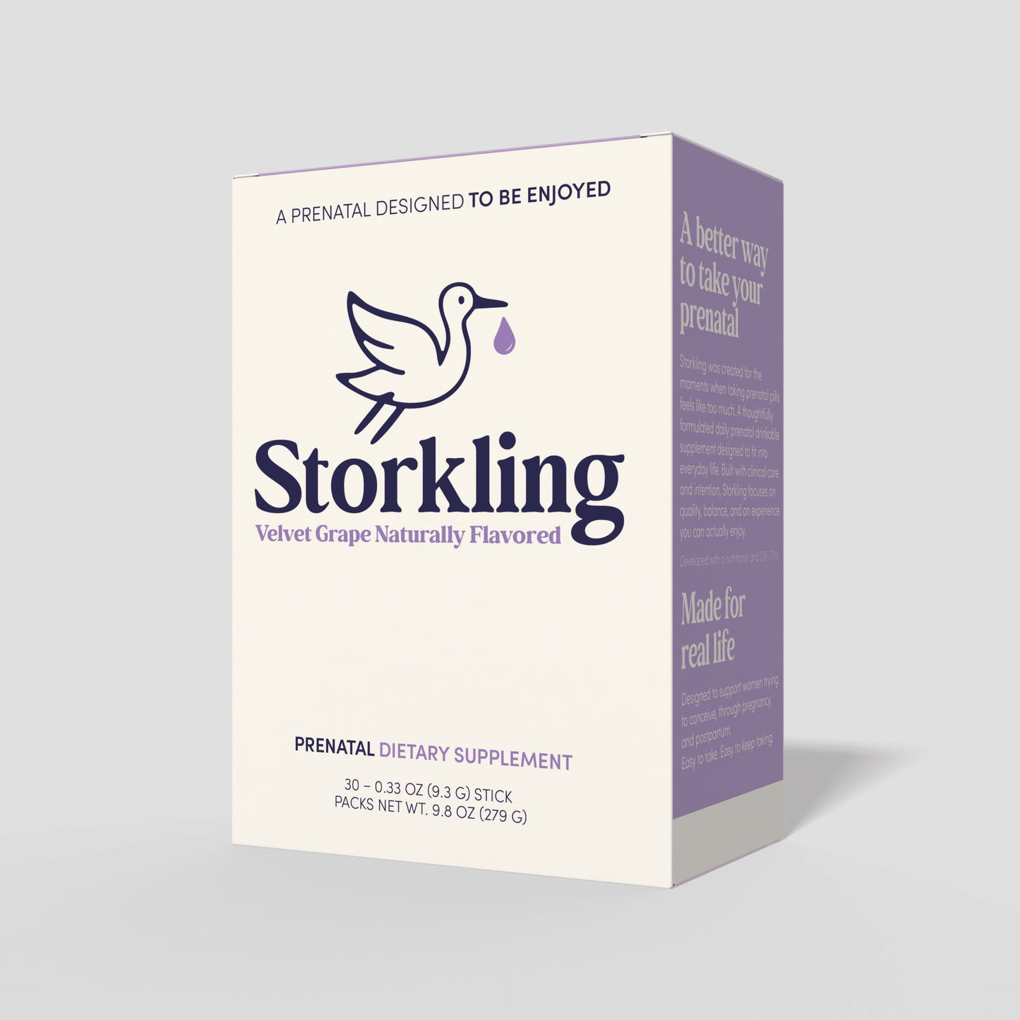 Storkling Prenatal Drink Mix – Velvet Grape (30 Servings) - Storkling
